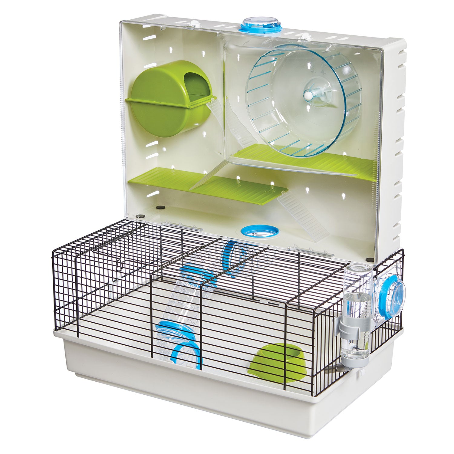 Midwest Critterville Arcade Hamster Home Clear, Green-Blue, 18.11x11.61x21.26 Inches