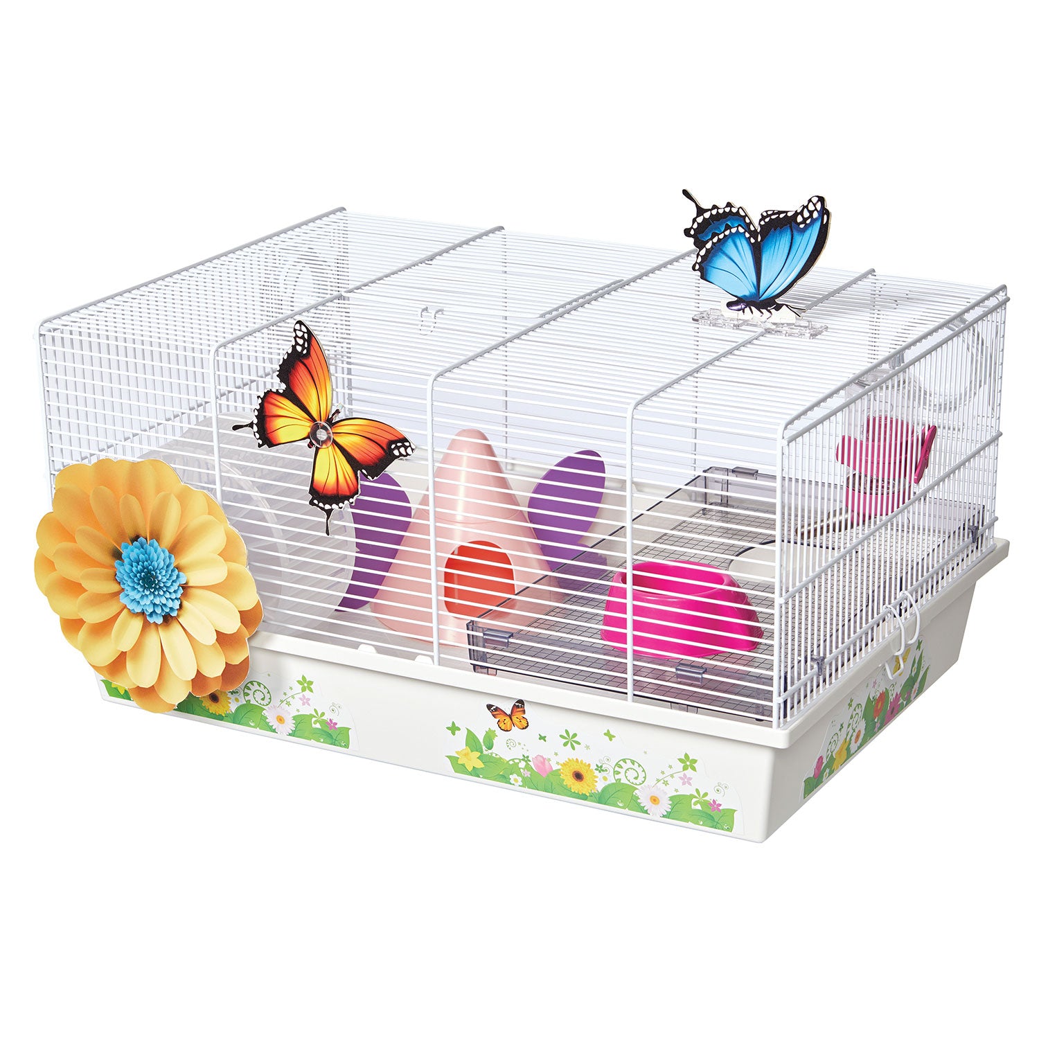 Midwest Critterville Butterfly Hamster Home, Clear-White, 19.5x13.8x9.8 Inches