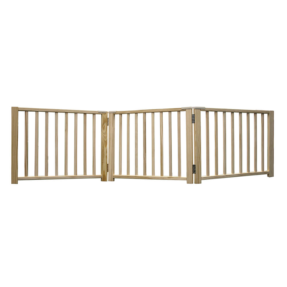 Four Paws Smart Design Folding Freestanding Gate 3 Panel, Beige, 24, 68x1x17 Inches