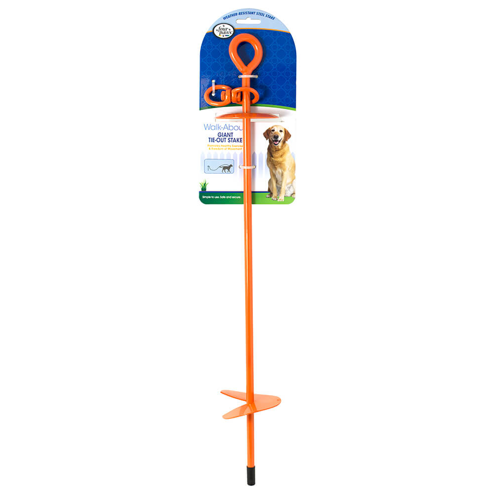 Four Paws Giant Tie-Out Stake, Orange, 5.90x4x29 Inches