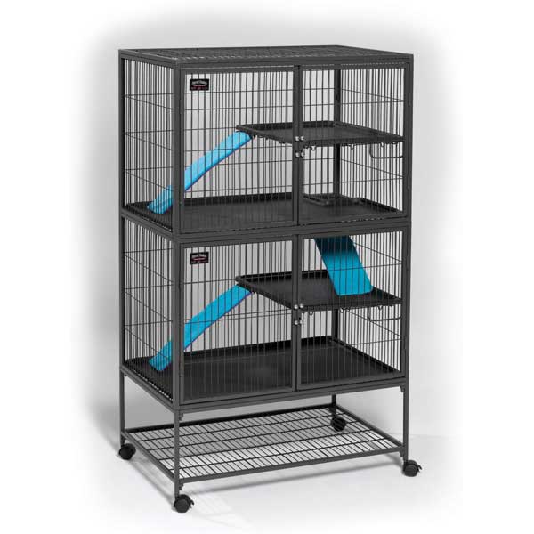 Midwest Ferret Nation Double Unit Cage, Gray, 36x25x62.5 Inches