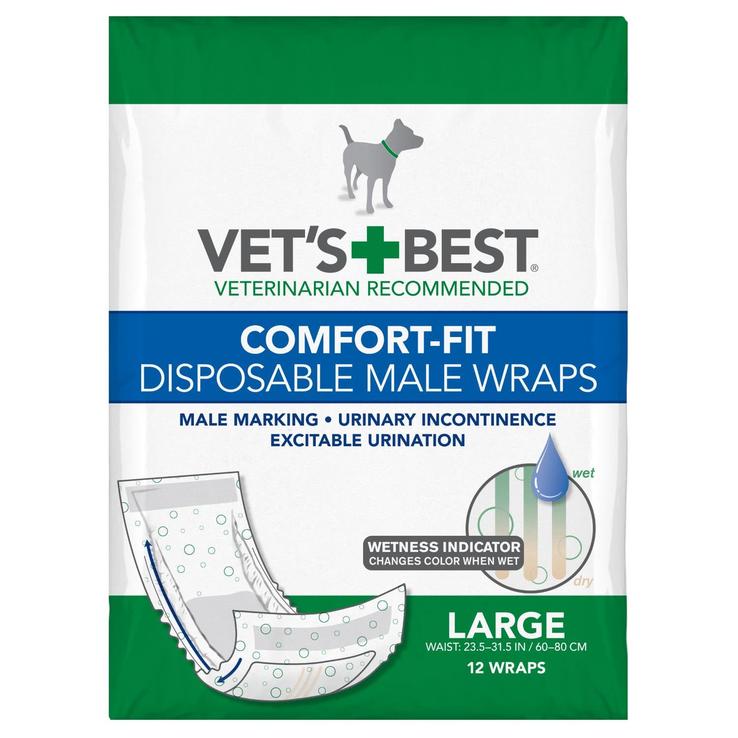 Comfort-Fit Disposable Male Dog Wrap 12 pack