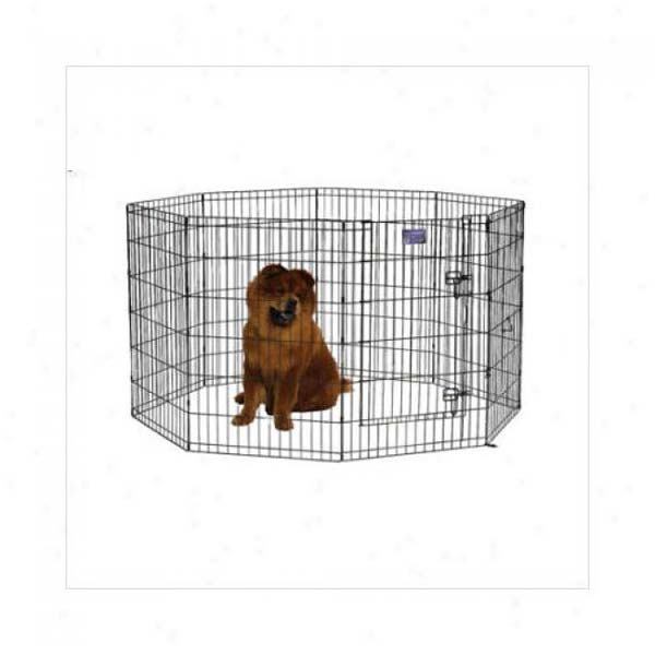 Midwest Black E-Coat Pet Exercise Pen with Walk-Thru Door 8 Panels, Black, 24x24 Inches