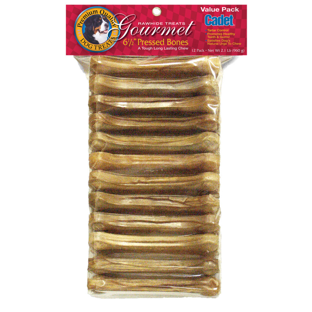 Pressed Rawhide Bones 6.5 inches 12 pack