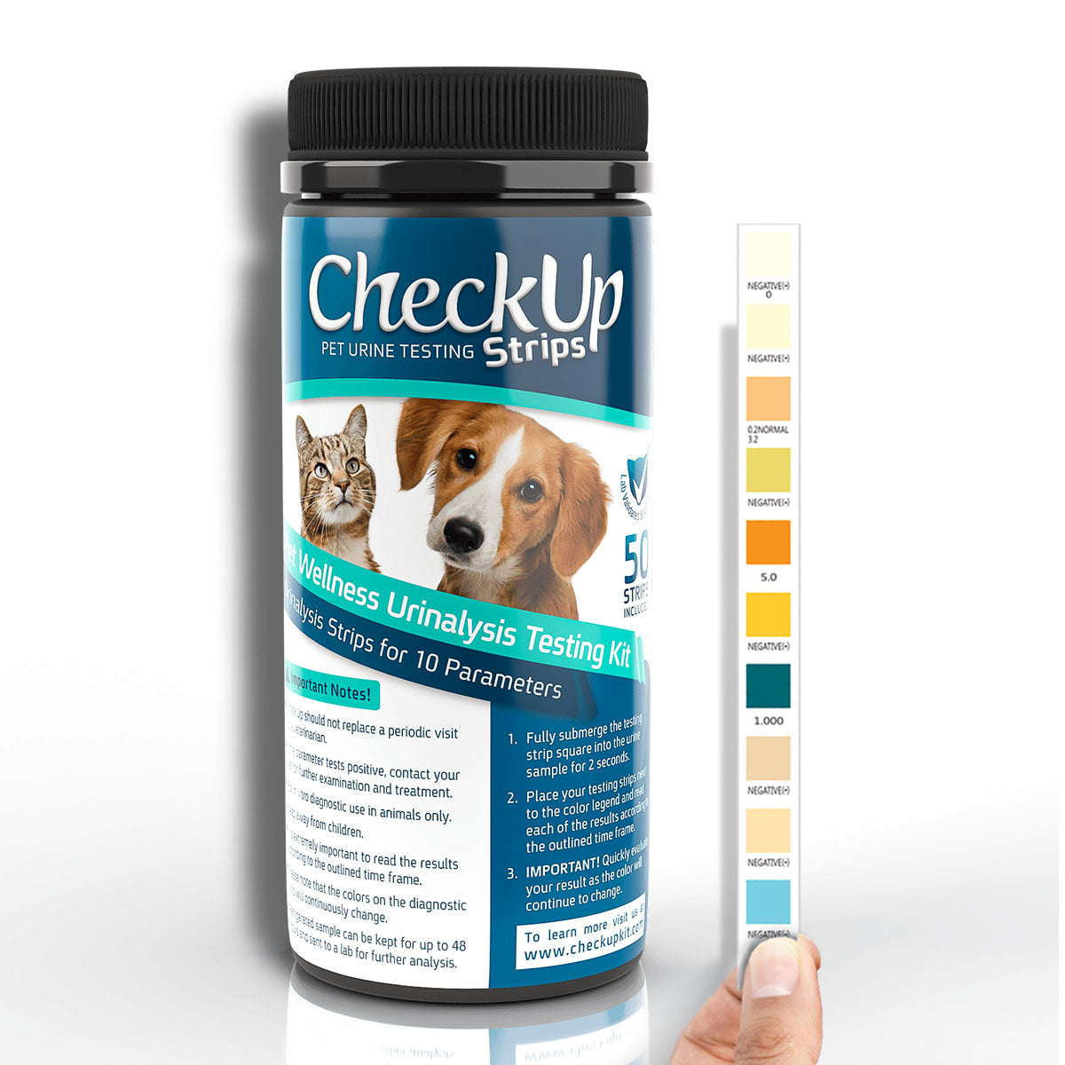 Coastline Global CheckUp 10-in-1 Dog and Cat Urine Testing Strips 50 ct, 4x1.5x1.5 Inches