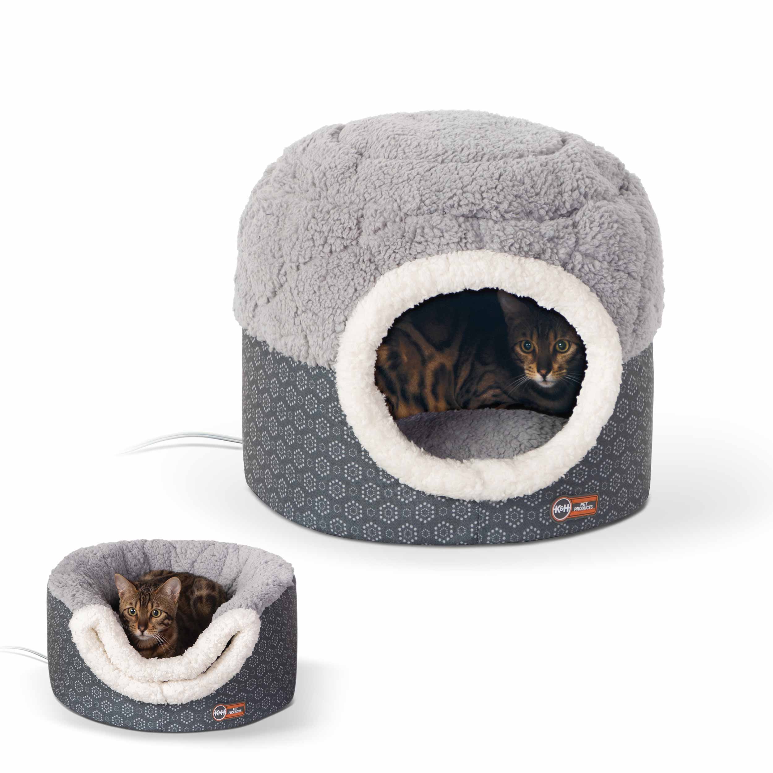 K&H Pet Products Thermo-Pet Nest Heated Cat Bed, Gray,15x15x14 Inches