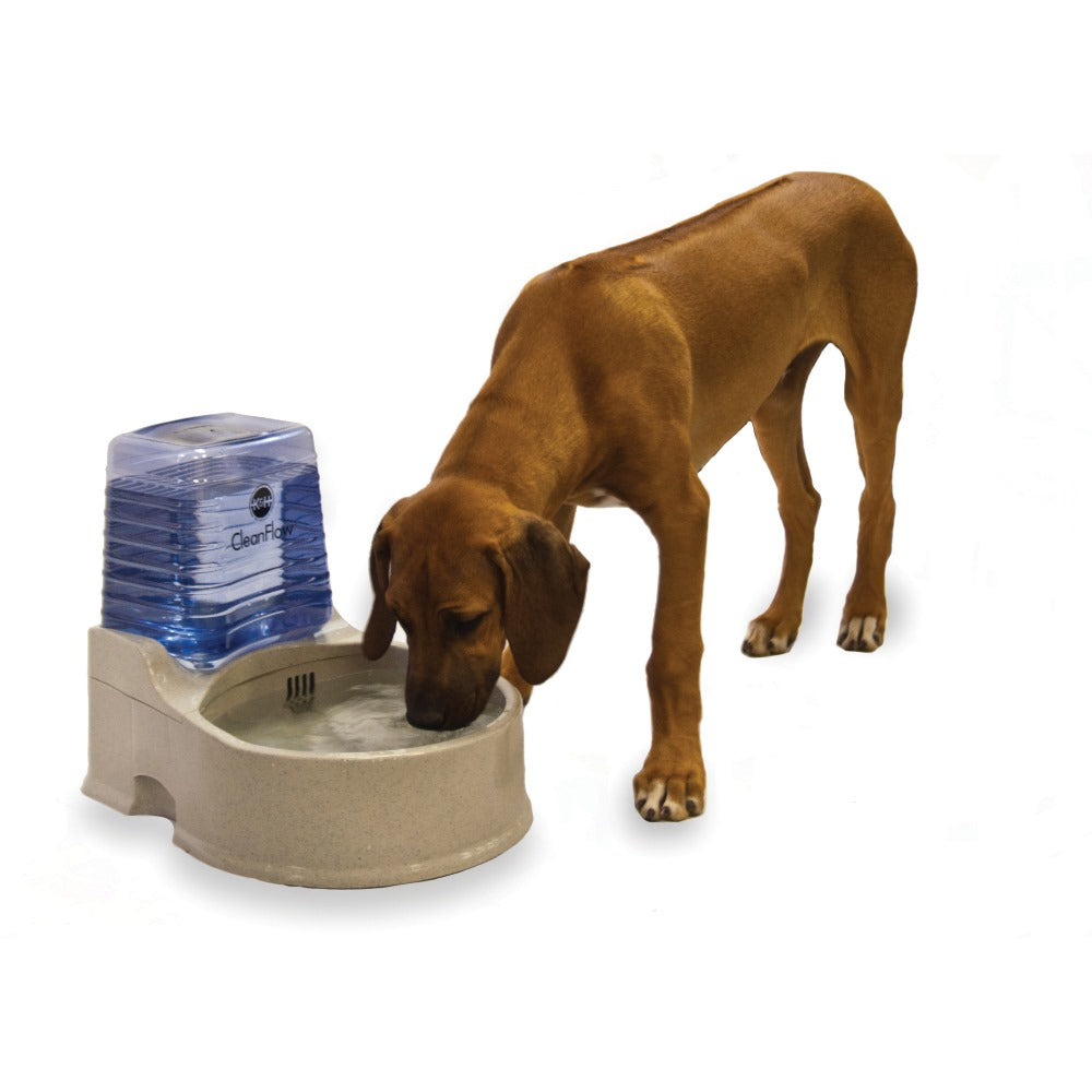 K&H Pet Products Clean Flow Pet Bowl with Reservoir Large, Beige, 16.5x13.25x14.5 Inches