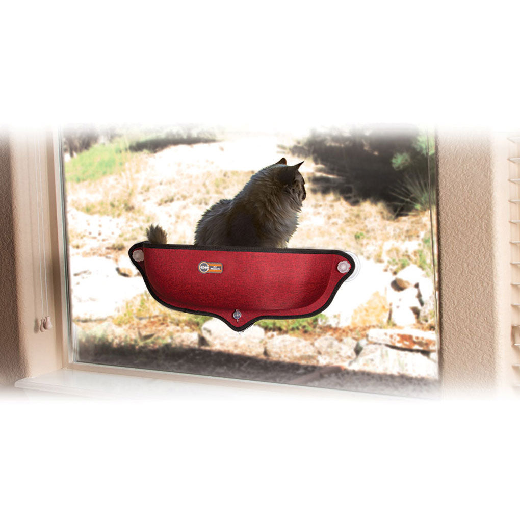 K&H Pet Products EZ Mount Window Bed Kitty Sill, Red, 27x11x6 Inches