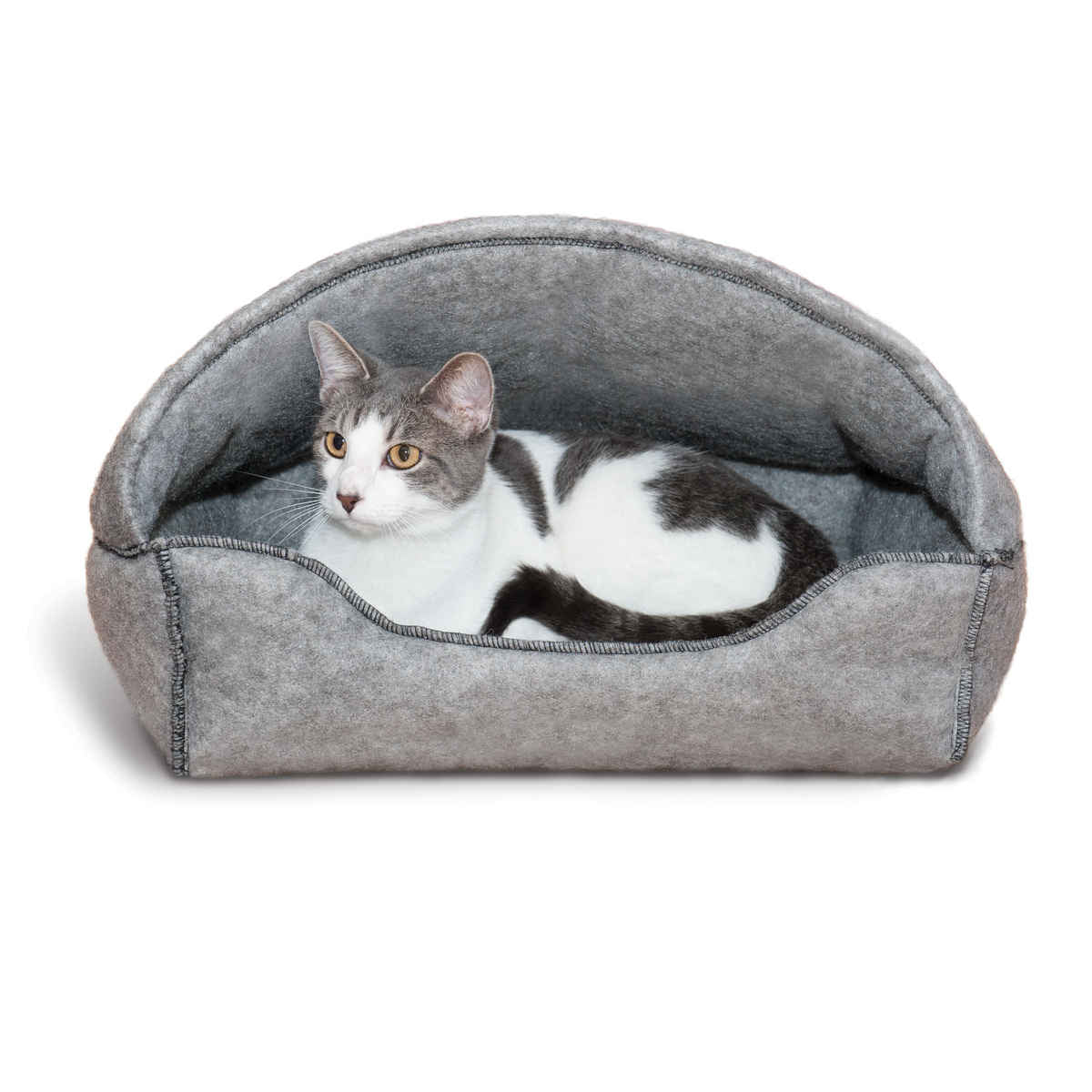 K&H Pet Products Amazin’ Kitty Lounger Hooded Bed, Gray, 13x17x11 Inches