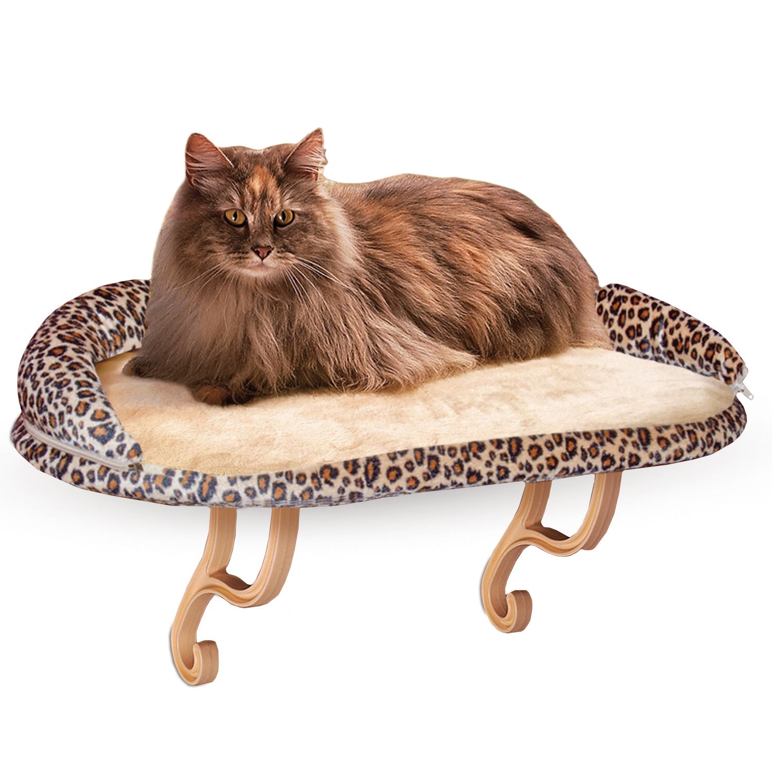 K&H Pet Products Deluxe Kitty Sill with Bolster, Leopard, 14x24x10 Inches