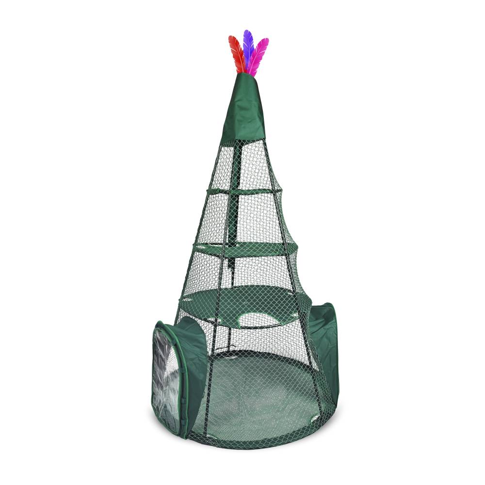 Kittywalk Teepee Outdoor Cat Enclosure, Green, 48x48x72 Inches