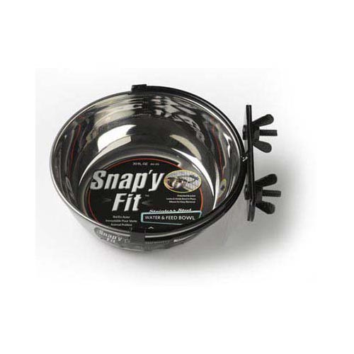 Midwest Stainless Steel Snap’y Fit Water and Feed Bowl 20 oz, Stainless Steel, 6x6x2.5 Inches