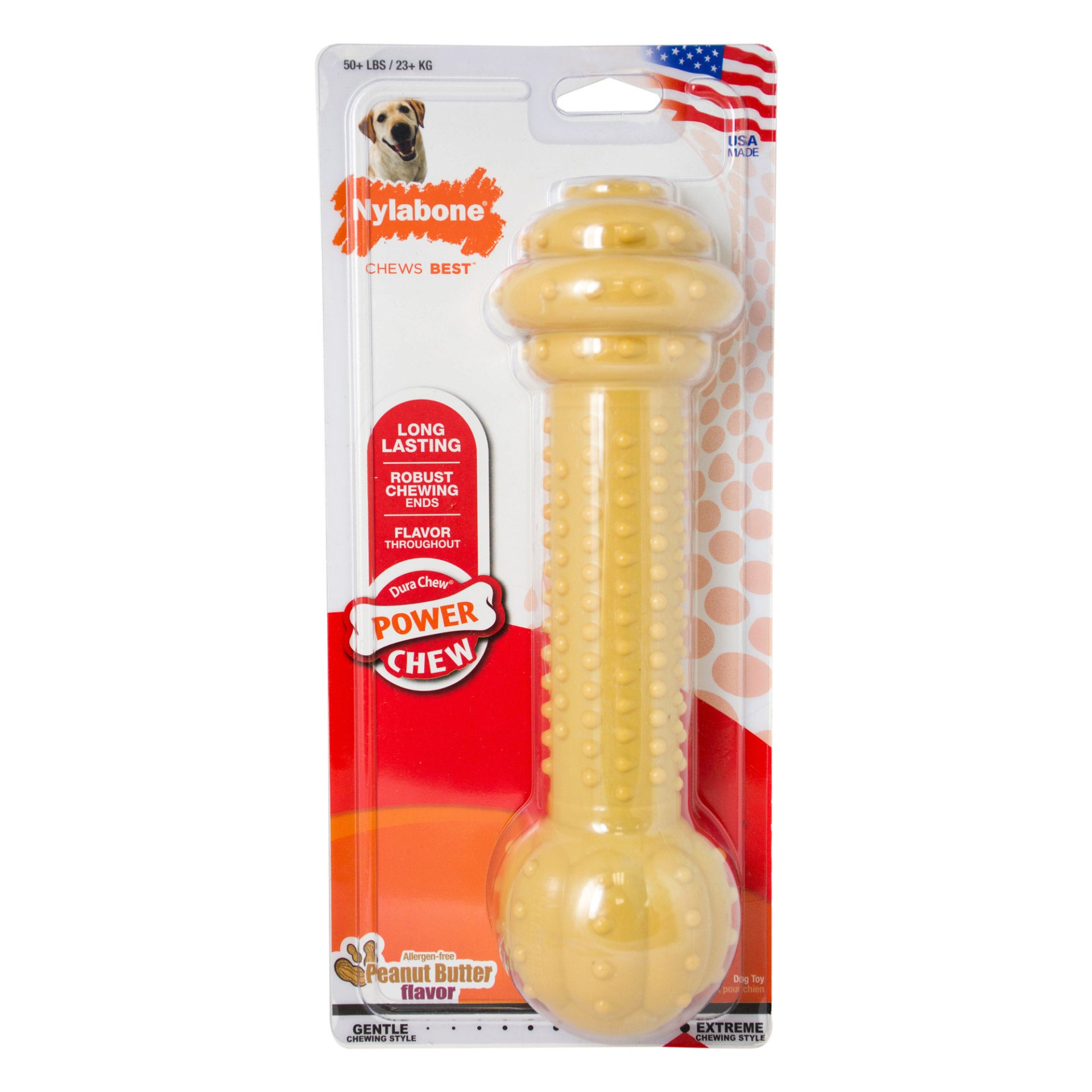 Power Chew Barbell Peanut Butter Dog Toy