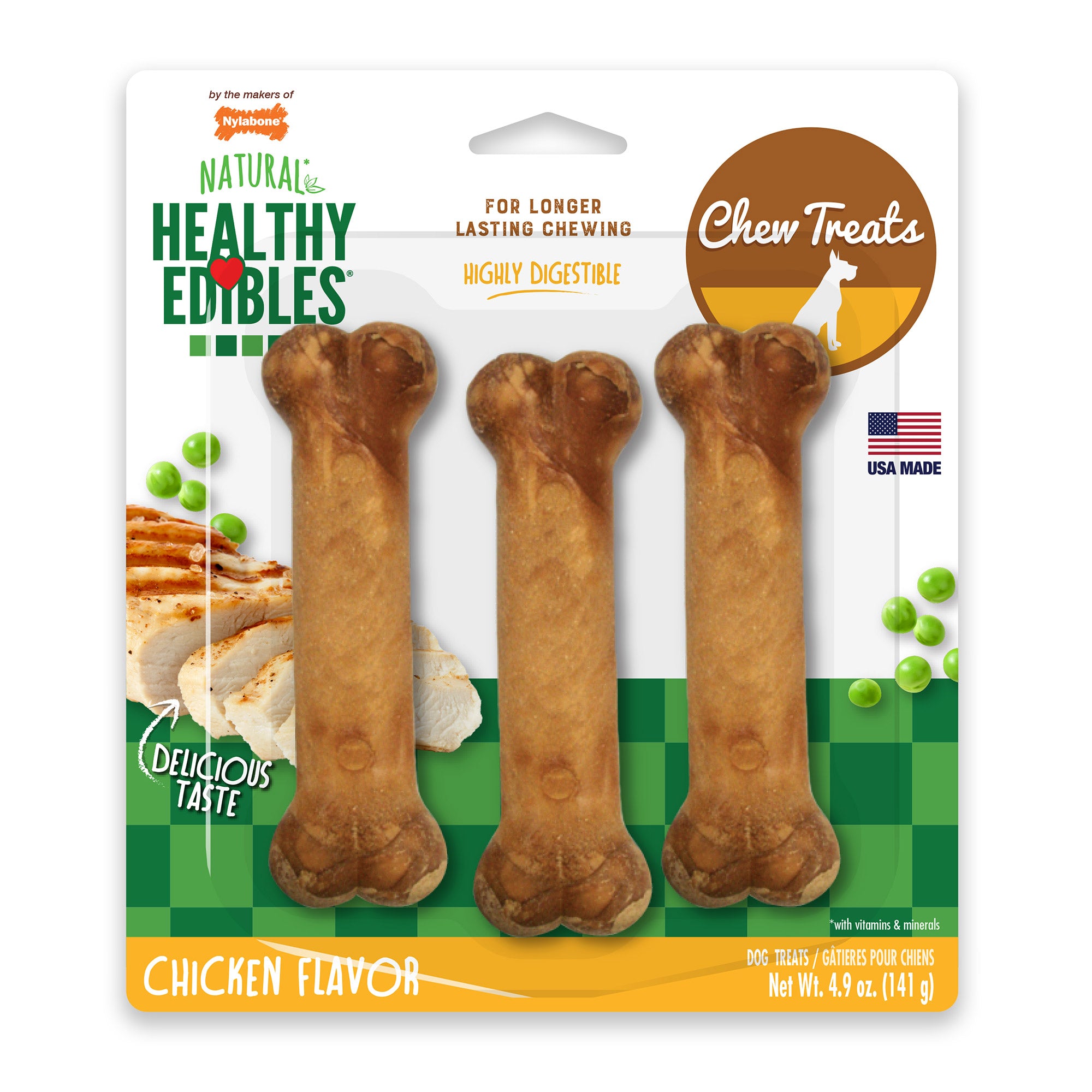 Healthy Edibles Longer Lasting Chicken Treats Regular 3 count