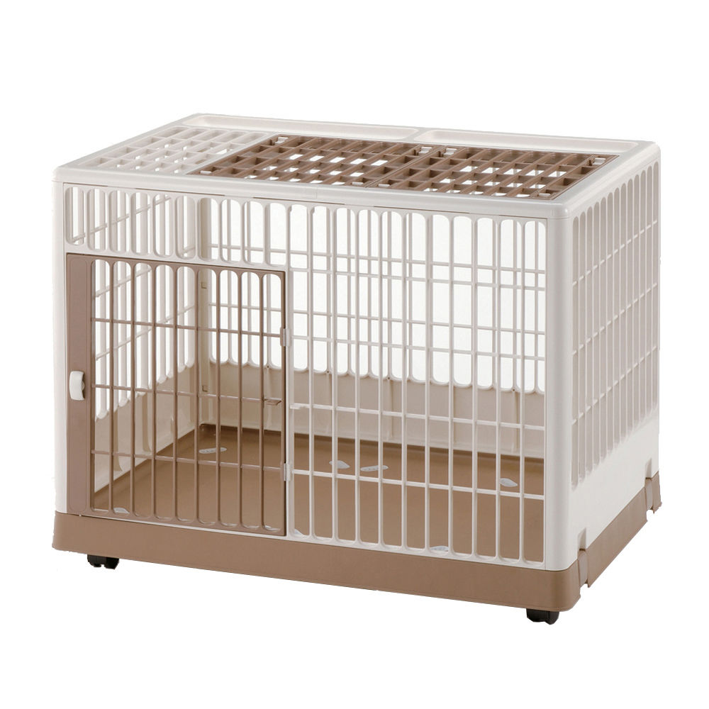 Richell Pet Training Kennel PK-830, White-Mocha, 32.5x21.7x24.6 Inches