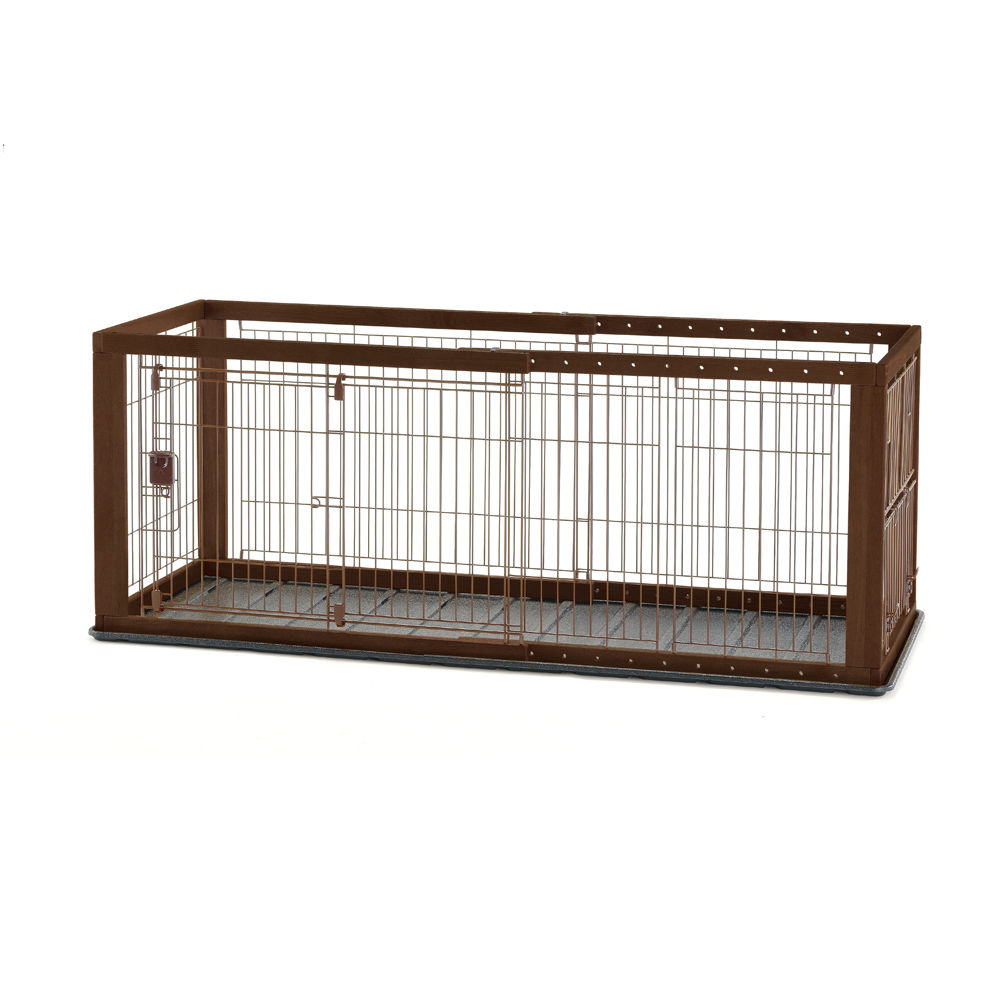 Richell Expandable Pet Crate with Floor Tray Small, Brown, 35.4,60.6x23.6x24 Inches