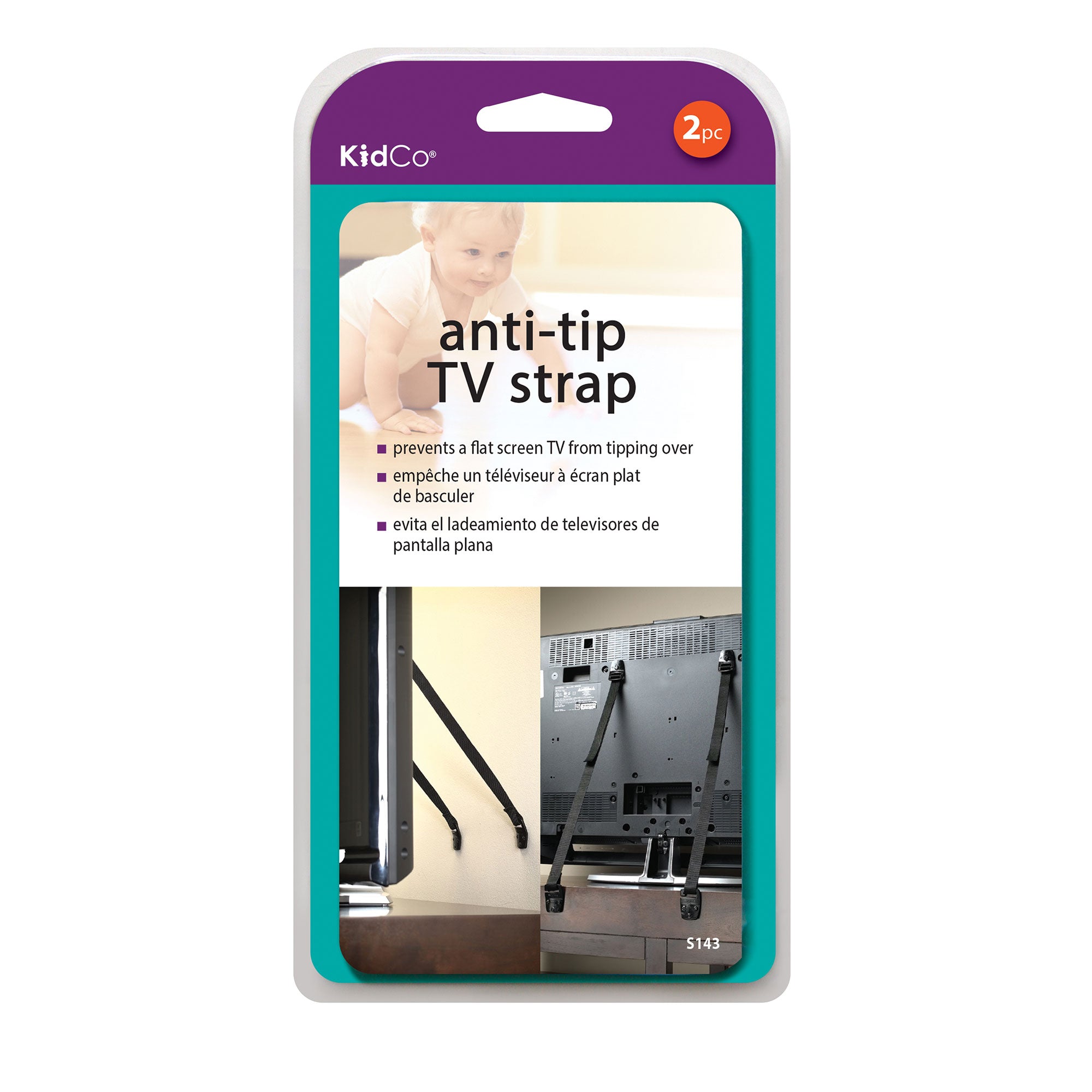 Kidco Anti-Tip TV Straps 2 pack, Black