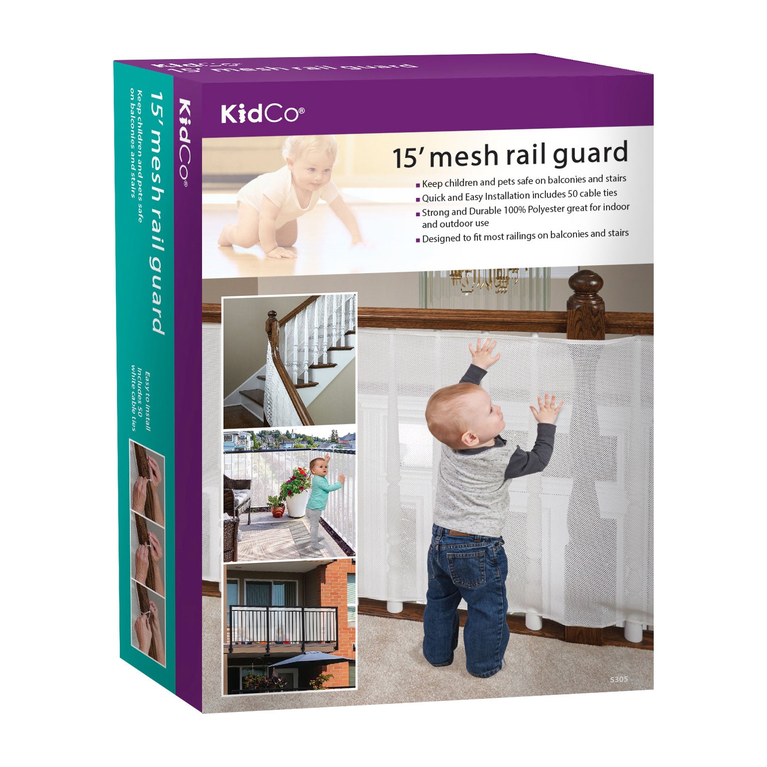 Kidco Mesh Rail Guard, White, 180x0.1x33 Inches