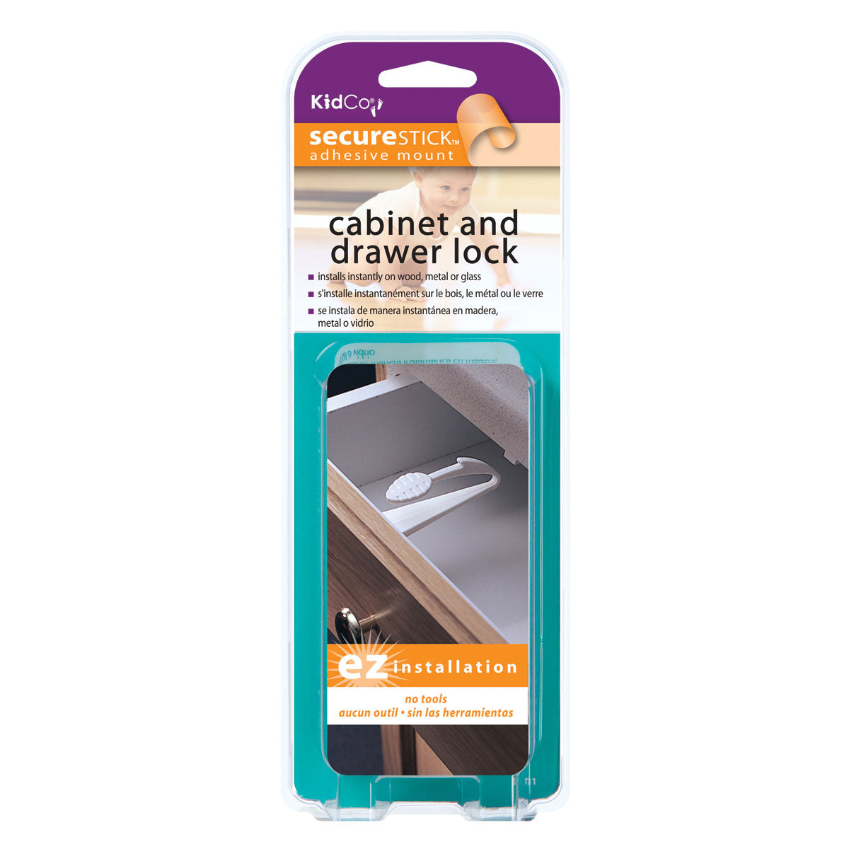 Kidco Adhesive Mount Cabinet and Drawer Lock 1 pack, White