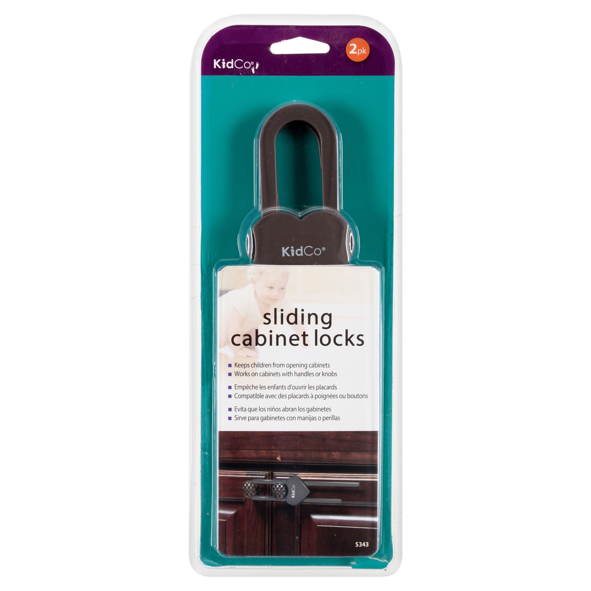 Kidco Sliding Cabinet Locks 2 pack, Brown