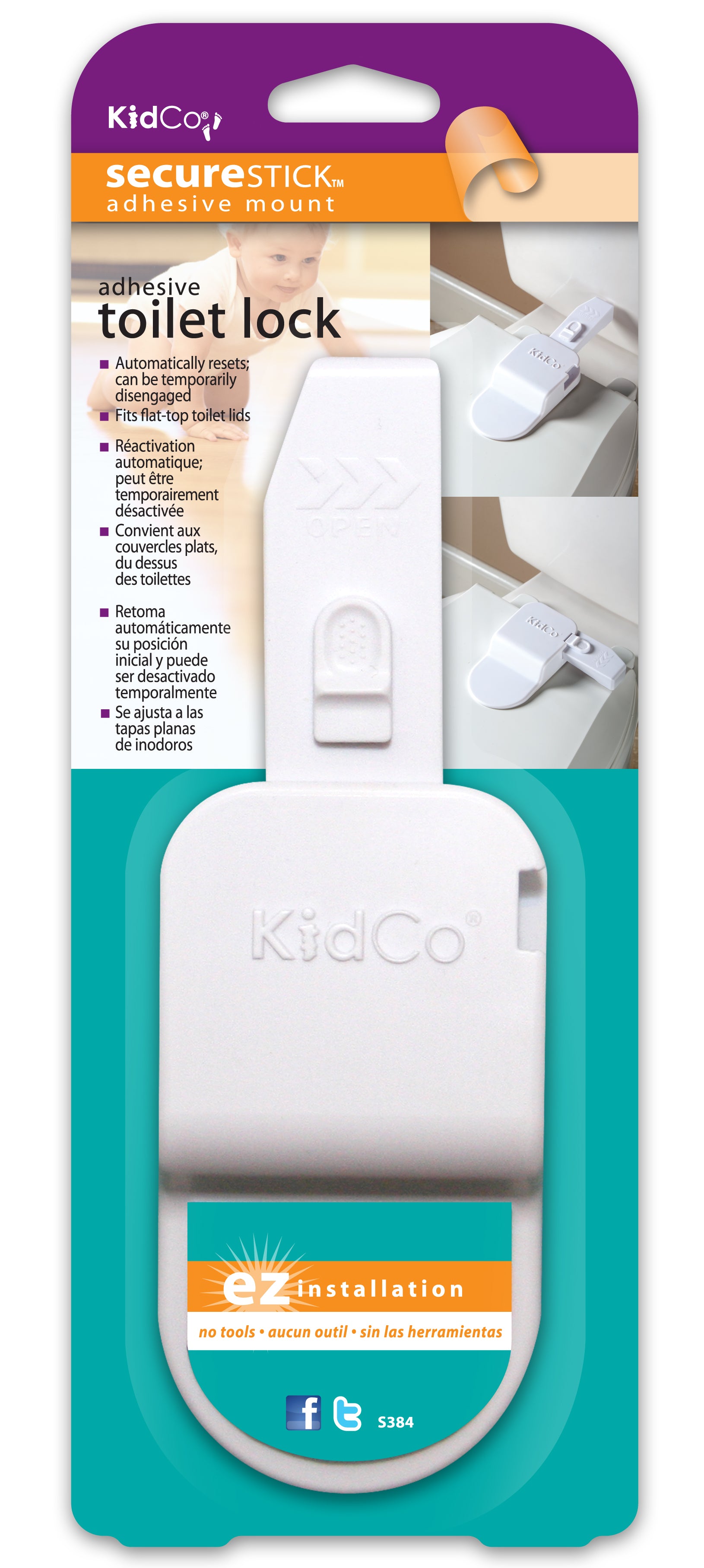 Kidco Adhesive Toilet Lock, White